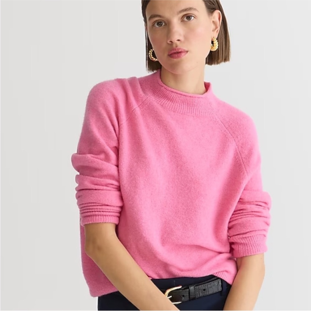 J. Crew Rollneck Sweater in Supersoft Yarn Pink Wool Alpaca Medium BD613 NWOT